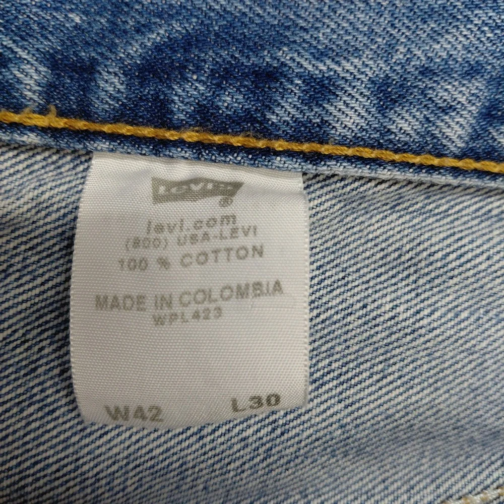 Levis 501 Original Fit Jeans Mens 42x30 Blue Button Fly Vintage Denim Pants